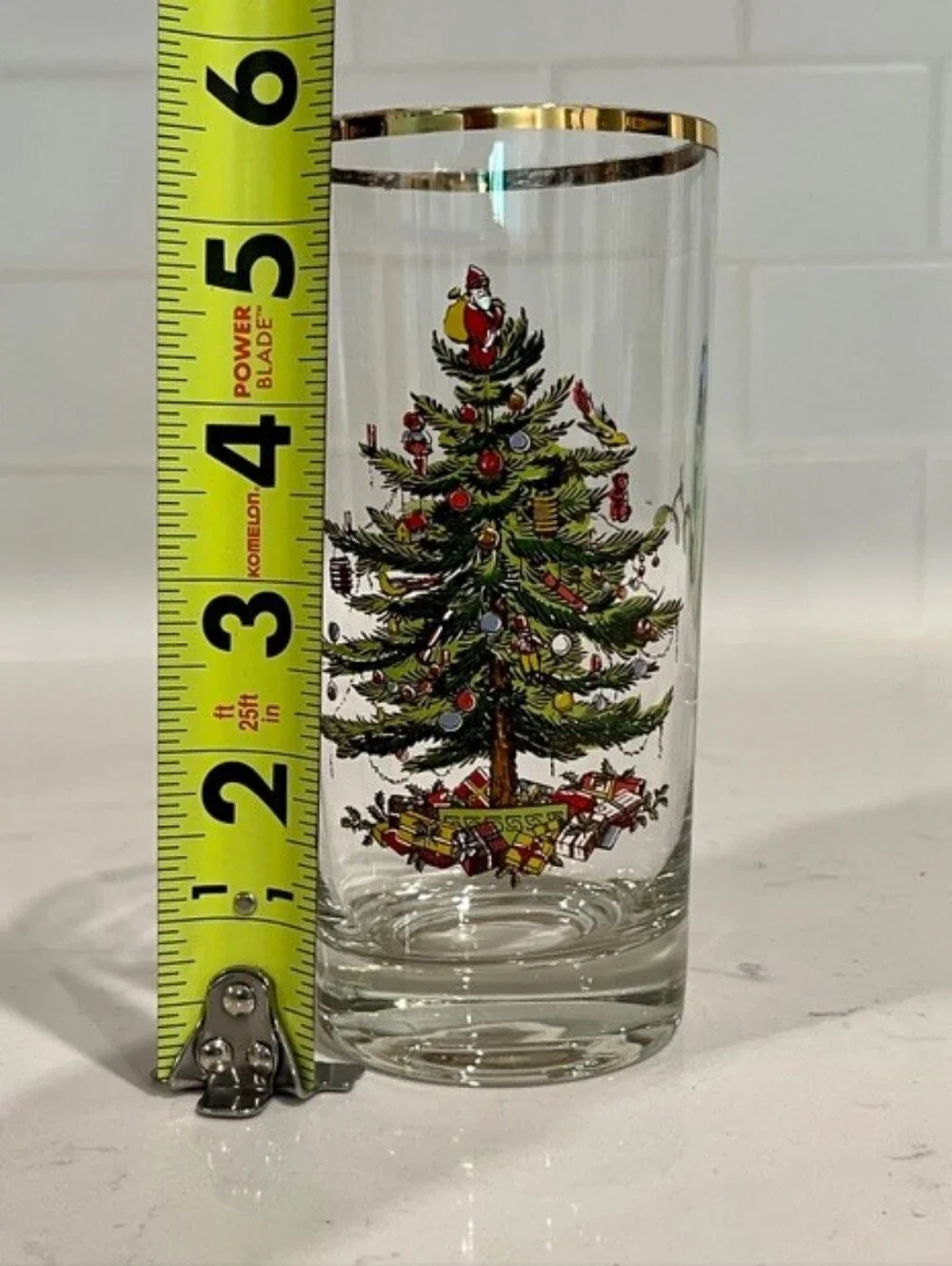Vintage 1980s - 1990s Spode Christmas Tree 14oz Highball Glasses - Set of 6